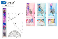 Набор линеек "АНИМЕ-Be Happy " 4предм 2 треугольника, транспортир, линейка 20см МС-6629/40/Китай