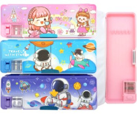 Пенал 2отд DC-306 "Happy" пластик магнитная застежка с точилкой ассорти 329027/24/Россия