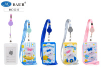 Бейдж вертикальный пластик цветной ассорти с лентой и с рулеткой-ретрактором 11*6,8см МС-6319/20/Кит