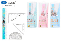 Набор линеек "АНИМЕ-Знаки Зодиака" 4предм 2 треугольника транспортир, линейка 20см МС-6630/40/Китай