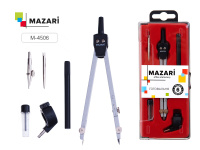 Циркуль 6 предметов пластиковый футляр Mazari M-4506/25/Китай Циркуль 6 предметов пластиковый футляр Mazari M-4506/25/Китай