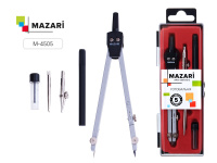Циркуль 5 предмета с запасным грифелем пластик футляр M-4505 Mazari/12/Китай Циркуль 5 предмета с запасным грифелем пластик футляр M-4505 Mazari/12/Китай