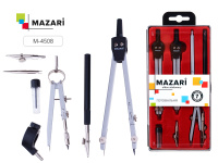 Циркуль 7 предметов с запасным грифелем пластик футляр M-4508 Mazari/10/Китай Циркуль 7 предметов с запасным грифелем пластик футляр M-4508 Mazari/10/Китай