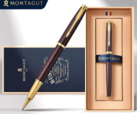 Ручка роллер TJ-61 Montagut синяя 0.5мм роллер коричневый метал корпус в футляре 329700/Китай