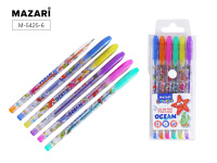 Набор ручек гелевых с блёстками OCEAN 6цв с ароматиз черн 0.9мм MAZARI M-5425- 6/24/Китай Набор ручек гелевых с блёстками OCEAN 6цв с ароматиз черн 0.9мм MAZARI M-5425- 6/24/Китай