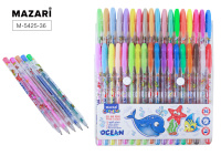 Набор ручек гелевых с блёстками OCEAN 36цв с ароматиз черн 0.9мм MAZARI M-5425-36/Китай Набор ручек гелевых с блёстками OCEAN 36цв с ароматиз черн 0.9мм MAZARI M-5425-36/Китай