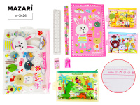 Набор канцелярский HAPPY DAY блокнот+ карандаш ч/г НВ 2шт, точилка, ластик, линейка, 4диз Mazari M-3 Набор канцелярский HAPPY DAY блокнот+ карандаш ч/г НВ 2шт, точилка, ластик, линейка, 4диз Mazari M-3
