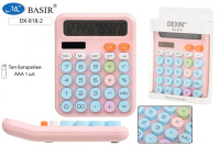 Калькулятор 15,7*12*2,5см с голубыми кнопками DX-818-2/розовый/12/Китай Калькулятор 15,7*12*2,5см с голубыми кнопками DX-818-2/розовый/12/Китай