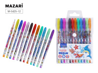 Набор ручек гелевых с блёстками OCEAN 12цв с ароматиз чернил 0.9мм MAZARI M-5425-12/Китай Набор ручек гелевых с блёстками OCEAN 12цв с ароматиз чернил 0.9мм MAZARI M-5425-12/Китай