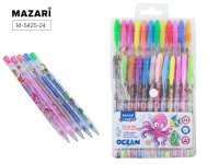 Набор ручек гелевых с блёстками OCEAN 24цв с ароматиз черн 0.9мм MAZARI M-5425-24/Китай Набор ручек гелевых с блёстками OCEAN 24цв с ароматиз черн 0.9мм MAZARI M-5425-24/Китай