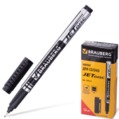 Маркер перманентный CD/DVD 0,5мм BRAUBERG Jet Disc черный метал. наконечник 150512/12/Китай