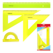 Набор чертежный большой пластик ErichKrause® Neon желтый 49572/10/Россия