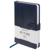 Ежедневник А5 2022г BRAUBERG Legend синий под кожу магн. застежка 112762/Китай