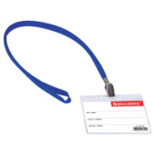 Бейдж горизонтальный (60х90мм), на синей ленте 45 см, BRAUBERG, 231156/20/