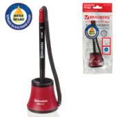 Ручка шариковая настольная BRAUBERG "СТЕНД-ПЕН N1", масл.осн.,на пружинке,чер/крас,141886,син/12/