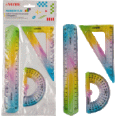 Набор чертежный "deVENTE. Rainbow Flex" малый 3предм полупрозрачный радужный 5092200/Китай