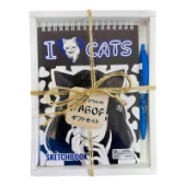Набор скетчбук А5 60л спираль Аниме I love cats + Ручка шариковая автомат CENTRUM 74554/Росси