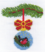 Набор для вышивания "Новогодний шарик со снегирем" 12х13см "Klart" 8-038/Россия