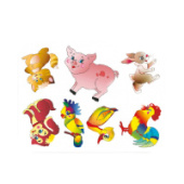 Трафарет-раскраска ДОМАШНИЕ ЖИВОТНЫЕ ассорти 12 видов ТР-01/10/Россия