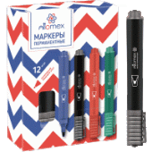 Маркер перманентный "Attomex" пулевидный  3мм черный 5043501/12/Китай