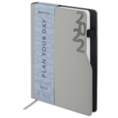 Ежедневник А5 2022г BRAUBERG Up серый под кожу софт-тач держ д/ручки 112807/Китай