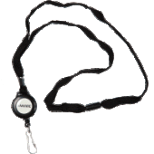 Держатель для бейджа с рулеткой "deVENTE" круглый черный текстиль лента 80см 4010101/Китай