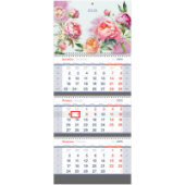 Календарь квартальный 2025 3х блочный 295*700 мм BG Standard "Цветы" 369776/25/Россия