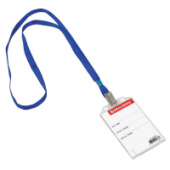 Бейдж вертикальный 85х55мм на синей ленте 45 см  BRAUBERG 232139/10/Китай