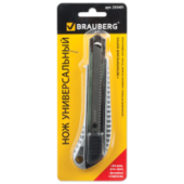 Нож канцелярский 18мм BRAUBERG автофиксатор, с резин.вставк, металл.корп.блистер 235401/Китай Нож канцелярский 18мм BRAUBERG автофиксатор, с резин.вставк, металл.корп.блистер 235401/Китай