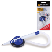 Ручка шариковая настольная BRAUBERG на пружинке,с кл. основанием, цвет корп. бел/син,синяя 141353/10