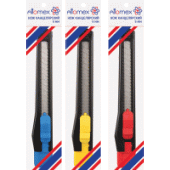 Нож канцелярский 9мм"Attomex"ручная блокировка лезвия ассорти 4090300/60/Китай Нож канцелярский 9мм"Attomex"ручная блокировка лезвия ассорти 4090300/60/Китай