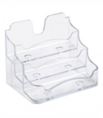 Подставка для визиток 3 отд прозрачная ВТ11/Россия