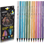 Карандаши 12цв "deVENTE. Triolino Ultra 4М. Metallic" 4М 3мм для рисования на черной бумаге трёхгран Карандаши 12цв "deVENTE. Triolino Ultra 4М. Metallic" 4М 3мм для рисования на черной бумаге трёхгран