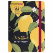 Скетчбук 145х203мм 64л BRAUBERG ART_CL Лимоны 160г/м тв обл резинка 114591/Россия