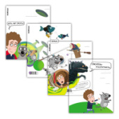 Набор обложек 12шт. ErichKrause Приключения Пети и Волка для тетр и дневн 80мкм ассорти 61122/72/Рос