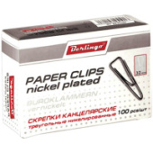 Скрепки 32мм 100шт Berlingo угловые никелированные 3210/100 Скрепки 32мм 100шт Berlingo угловые никелированные 3210/100