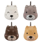 Кружка керамическая 420мл крышка, ложка Animal белый КОКОС 216128/Китай