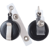 Держатель для бейджа с рулеткой "deVENTE" круглый черный метал клипса 70см 4010000/Китай